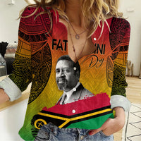 Vanuatu Father Lini Quote Women Casual Shirt Flag Style - Black LT7 Female Art - Polynesian Pride