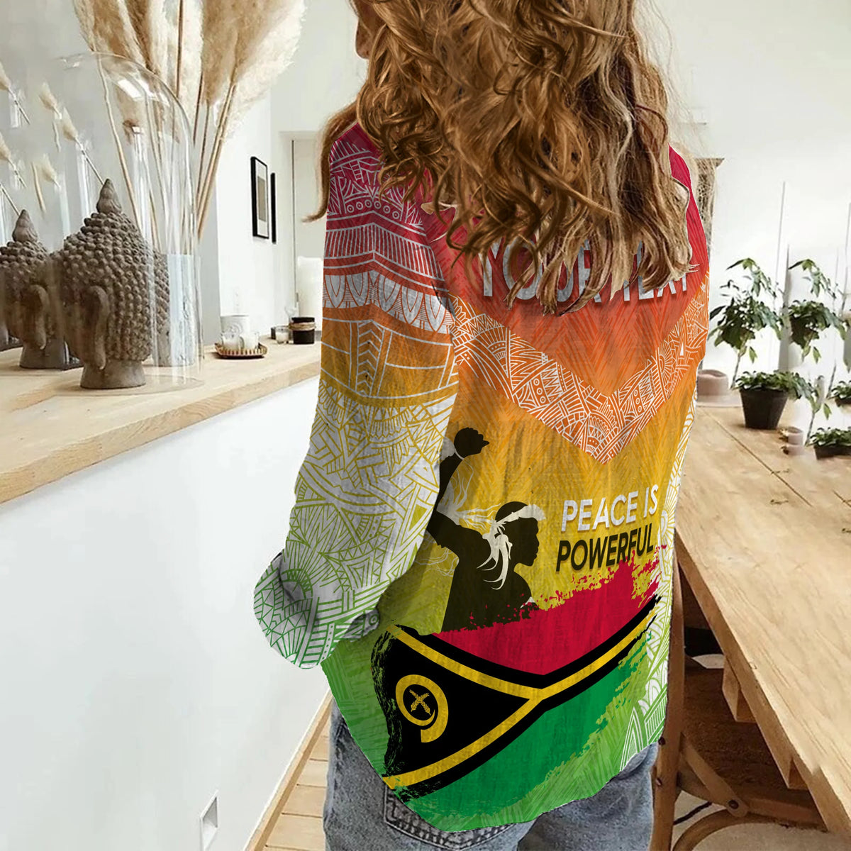 Vanuatu Father Lini Quote Women Casual Shirt Flag Style - White LT7 - Polynesian Pride