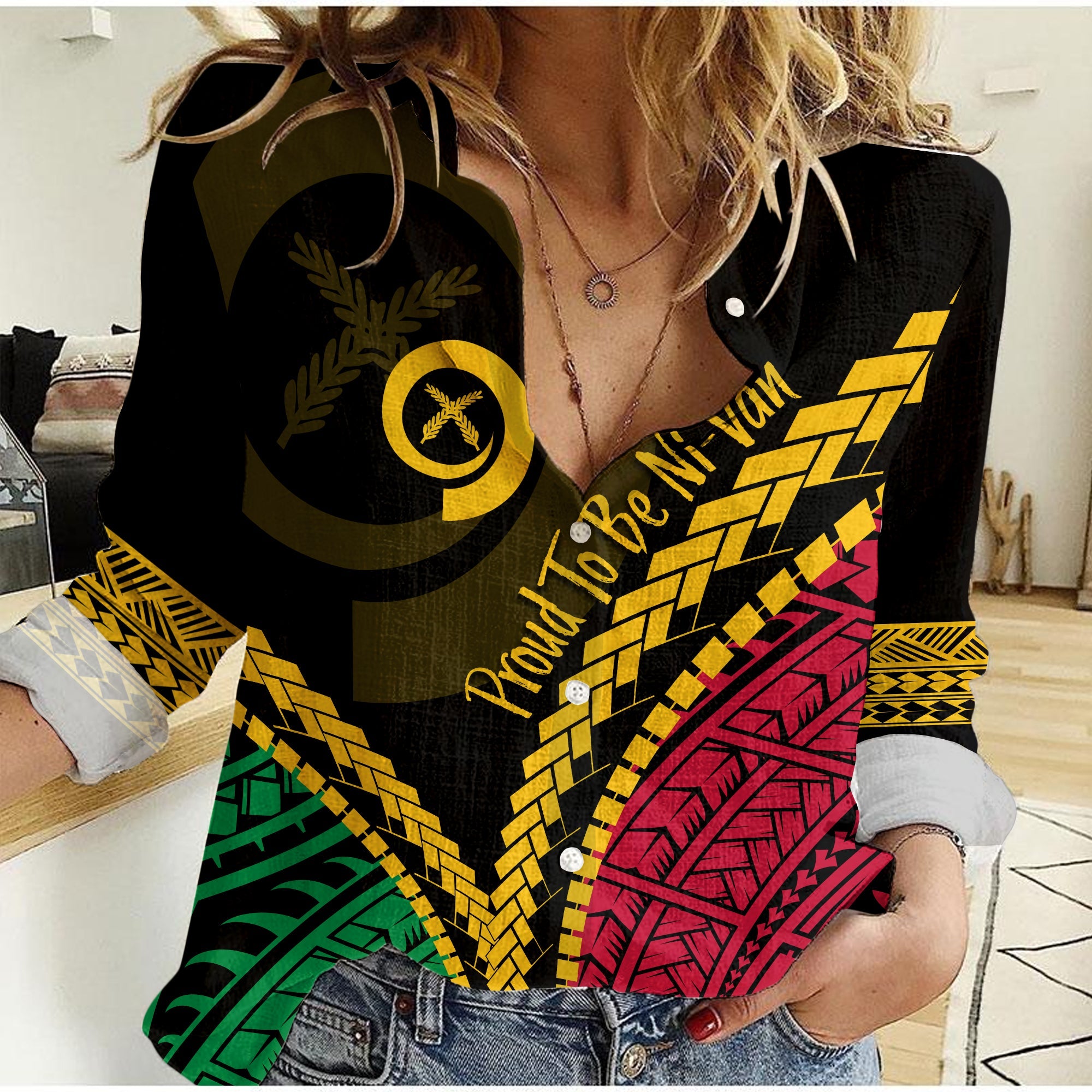 Vanuatu Personalised Women Casual Shirt Proud Ni - Van Special Version LT7 Female Black - Polynesian Pride
