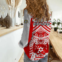 Tonga Rugby Sevens Women Casual Shirt Coat of Arms Tribal Polynesian Pattern LT9 - Polynesian Pride