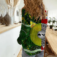 Mate Ma'a Tonga Ngatu And Australia Kangaroos Aboriginal Woman Casual Shirt Rugby Together LT8 - Polynesian Pride