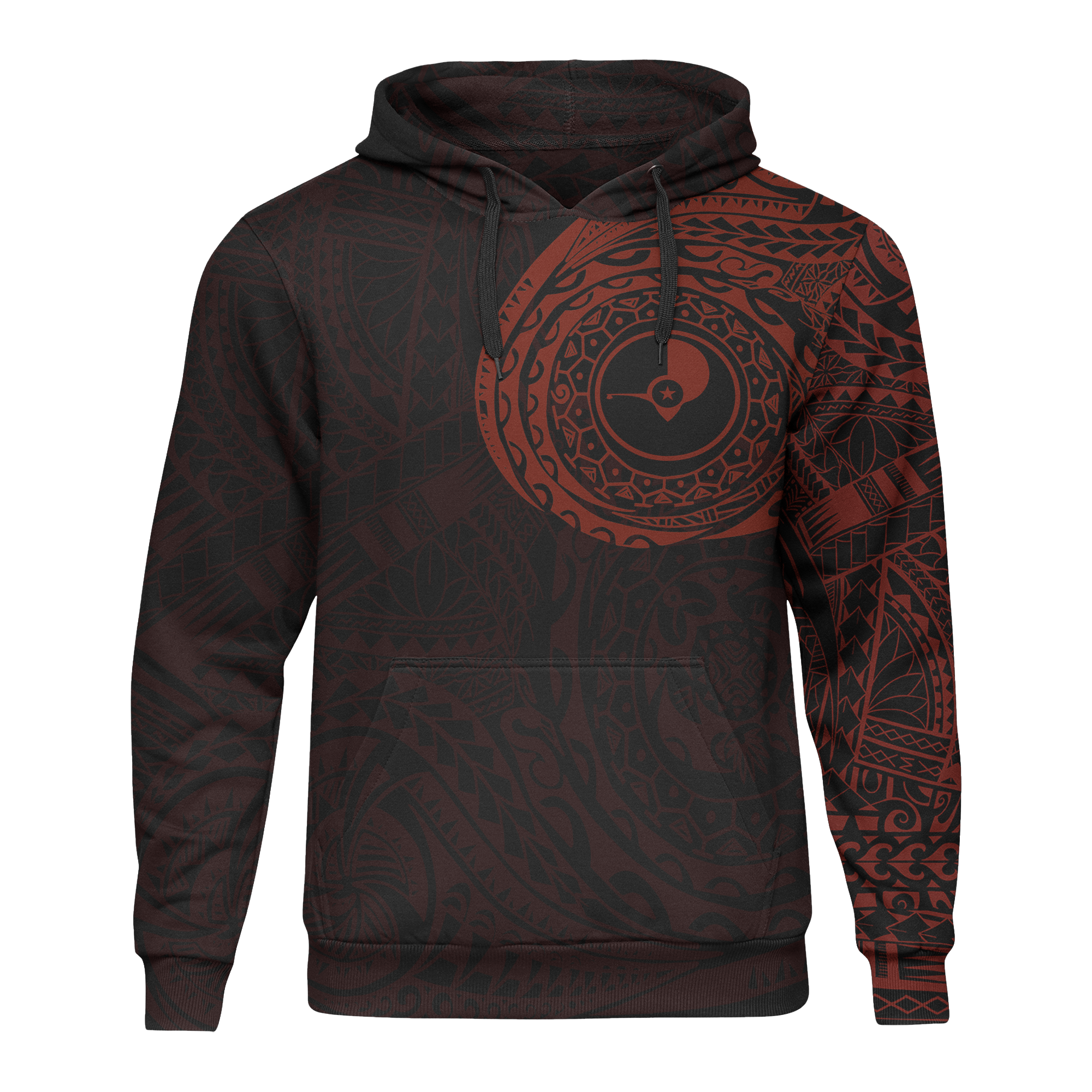 Micronesia All Over Print Hoodie Yap In My Heart Red Unisex Black - Polynesian Pride