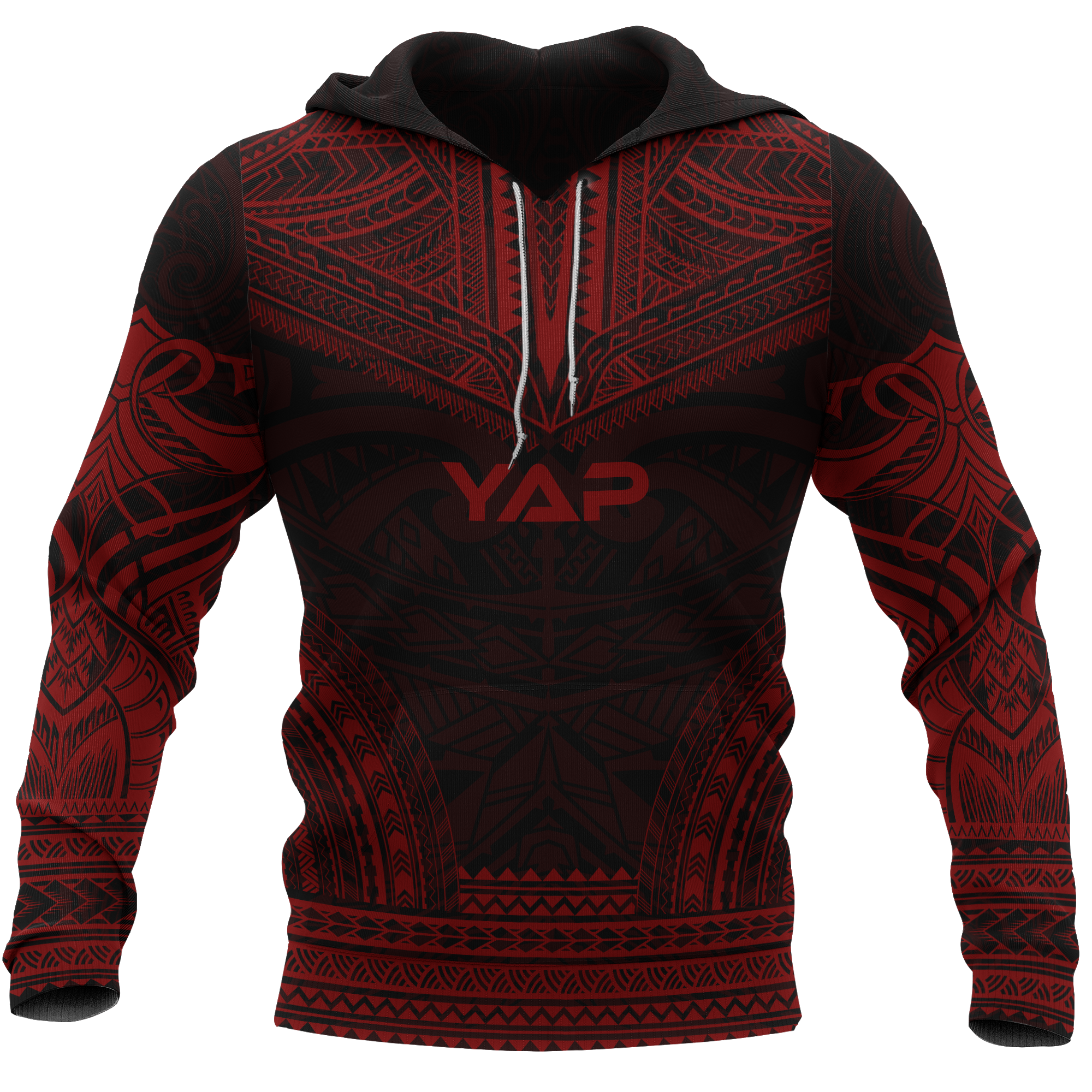 Yap Polynesian Chief Hoodie Red Version Unisex Red - Polynesian Pride