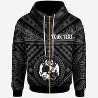 Tonga Custom Zip up Hoodie Tonga Seal With Polynesian Tattoo Style (Black) Unisex Black - Polynesian Pride