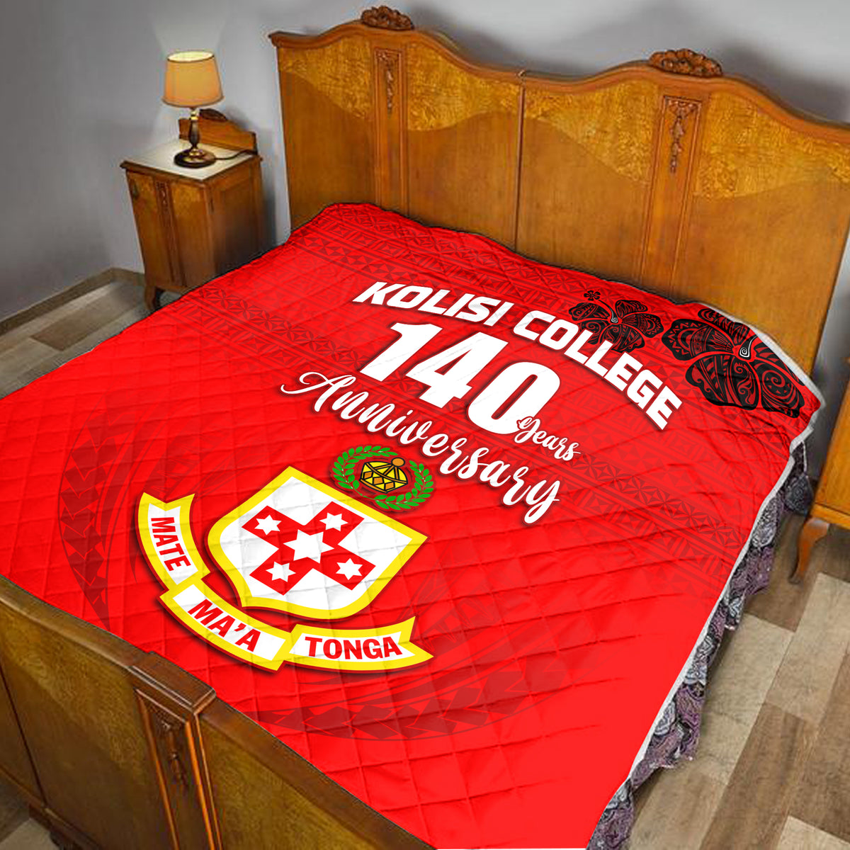Kolisi Tonga College Atele Premium Quilt 140 Years Anniversary Tongan Ngatu Ver.01 LT13 - Polynesian Pride