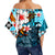 Hawaii Shark Off Shoulder Waist Wrap Top Blue Style LT6 - Polynesian Pride