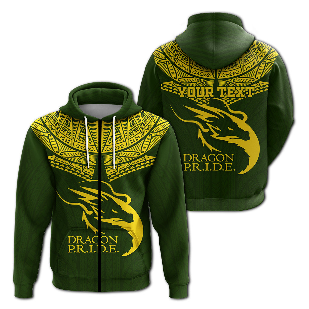 Custom Hawaii Honokaa High & Intermediate School Hoodie LT12 Zip Hoodie Green - Polynesian Pride