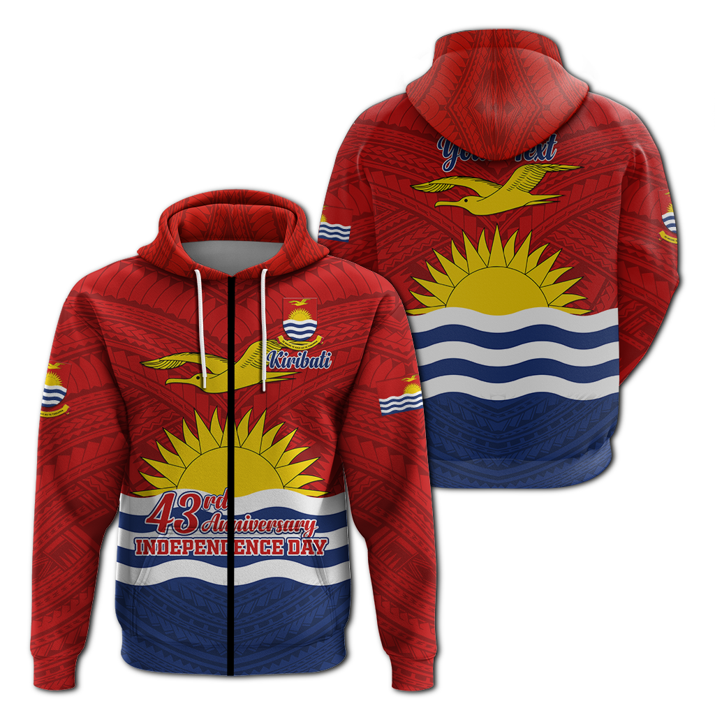 Custom Kiribati 43rd Independence Celebrations Hoodie LT12 Zip Hoodie Blue - Polynesian Pride