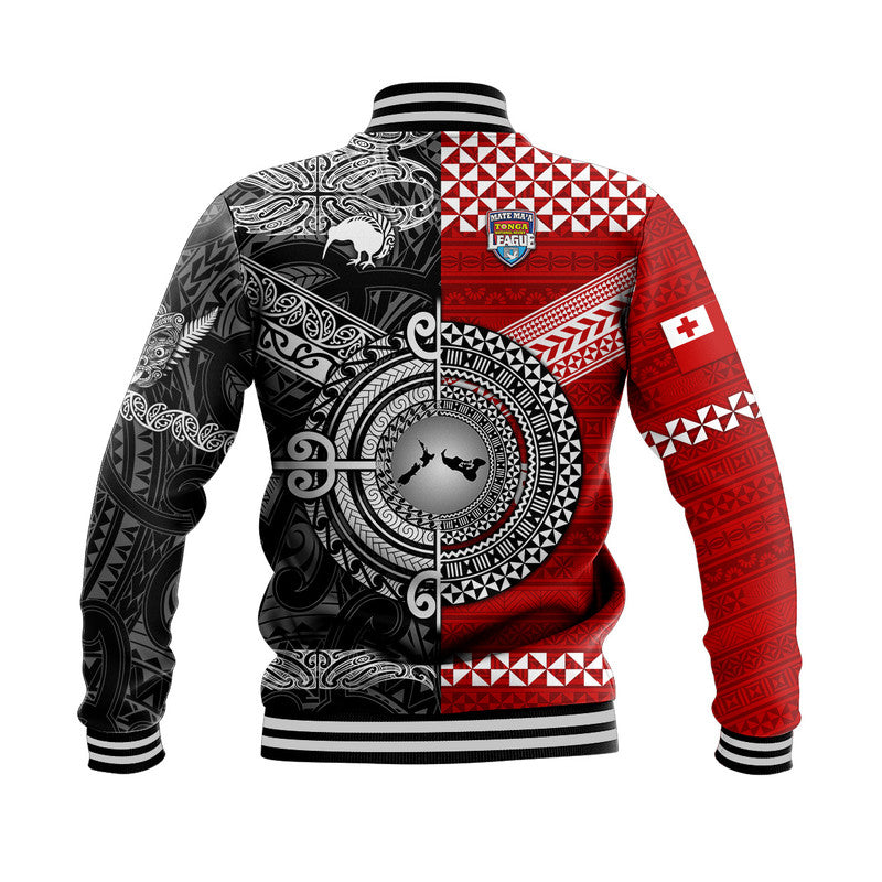 Mate Ma'a Tonga Ngatu And New Zealand Maori All Black Aboriginal Baseball Jacket Rugby Together LT8 - Polynesian Pride