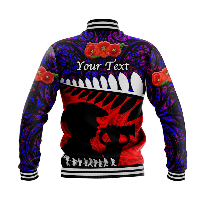 New Zealand Maori ANZAC Baseball Jacket Remembrance Soldier - Purple LT8 - Polynesian Pride