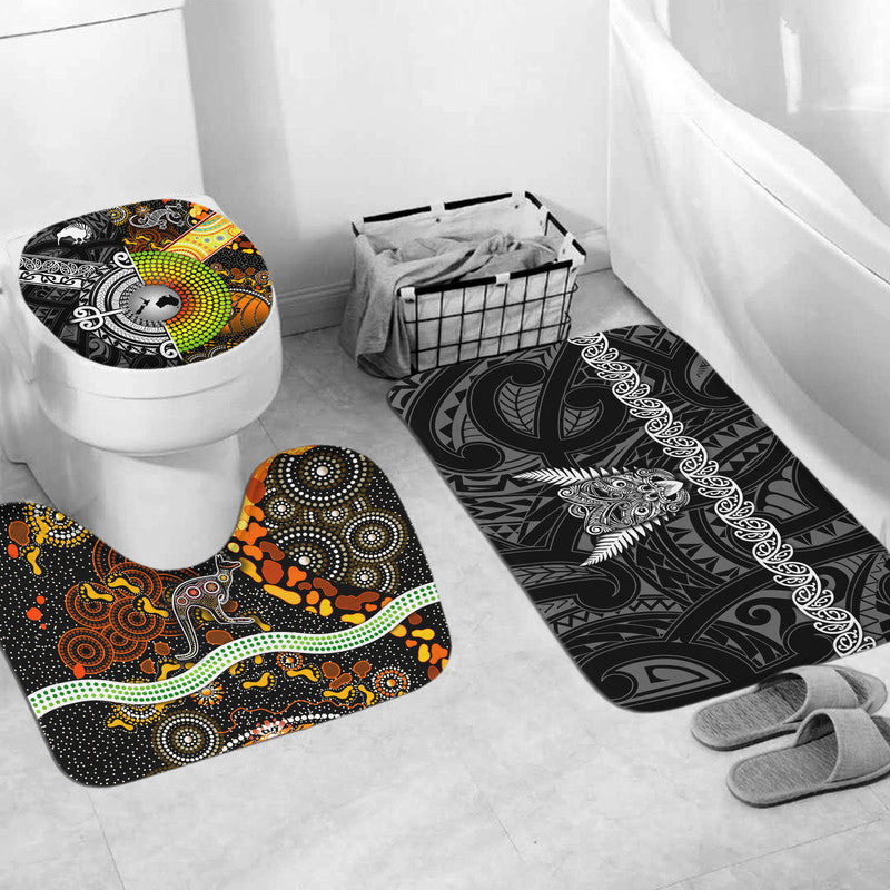 New Zealand Maori Aotearoa And Australia Aboriginal Bathroom Set Together - Black LT8 - Polynesian Pride