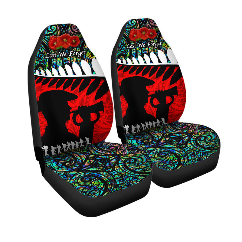 New Zealand Maori ANZAC Car Seat Cover Remembrance Soldier - Paua Shell LT8 One Size Green - Polynesian Pride