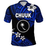 FSM Chuuk Polo Shirt Unique Vibes Blue LT8 - Polynesian Pride