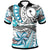 Chuuk Polo Shirt Flower and Flow Unisex Blue - Polynesian Pride