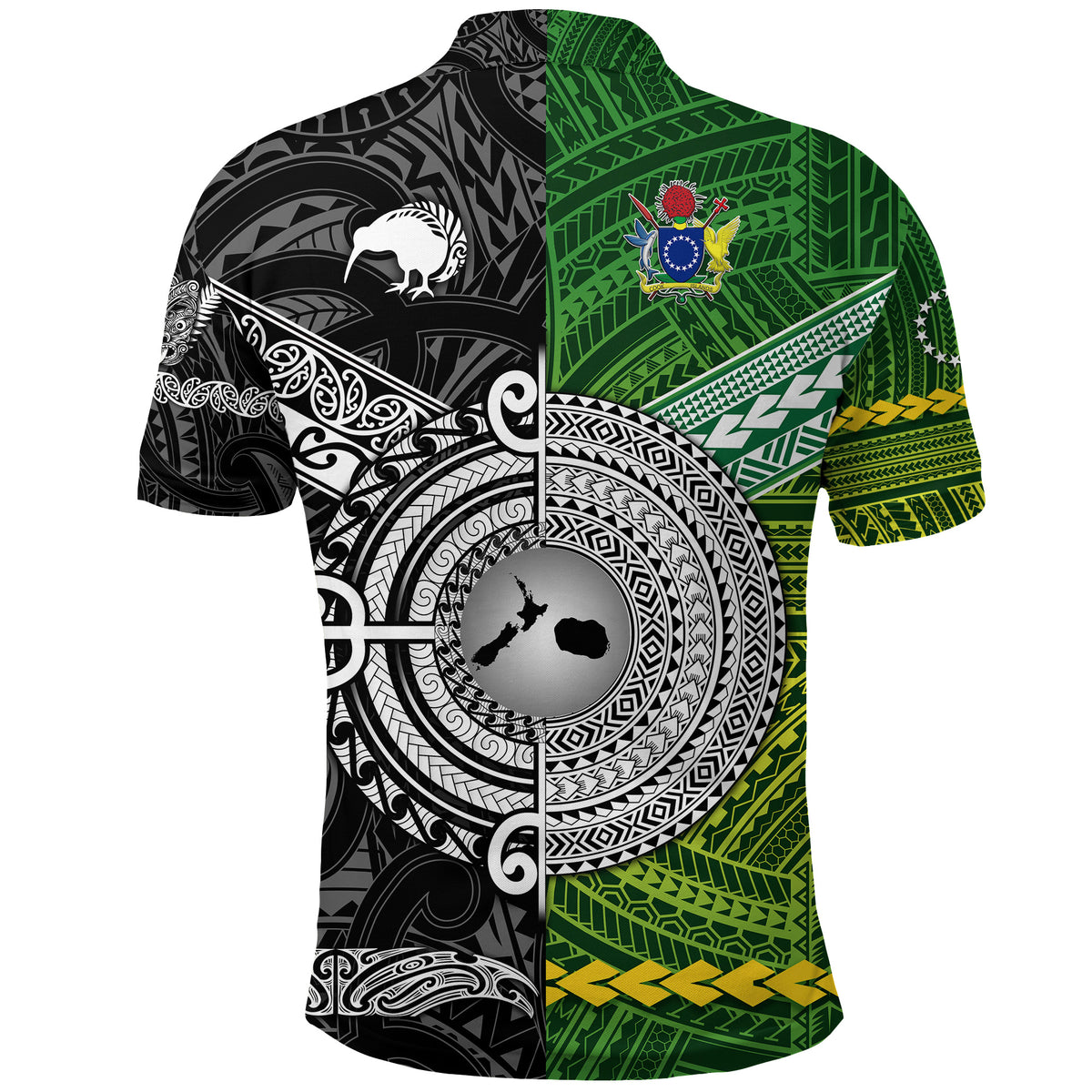 Custom New Zealand Cook Islands Polo Shirt Maori Together Black LT8 - Polynesian Pride