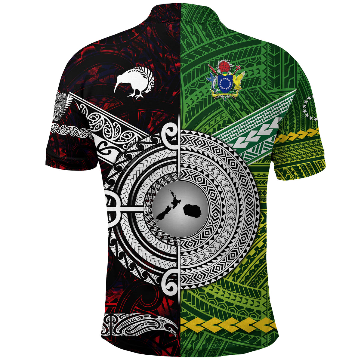 New Zealand Cook Islands Polo Shirt Maori Together Red LT8 - Polynesian Pride