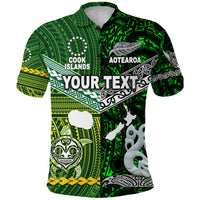 Custom New Zealand Cook Islands Polo Shirt Maori Together Green LT8 - Polynesian Pride