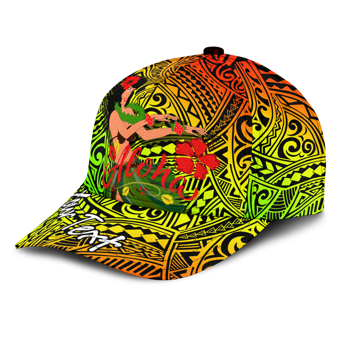 (Custom Personalised) Hawaii Hula Girl Reggae Cap - LT2 - Polynesian Pride