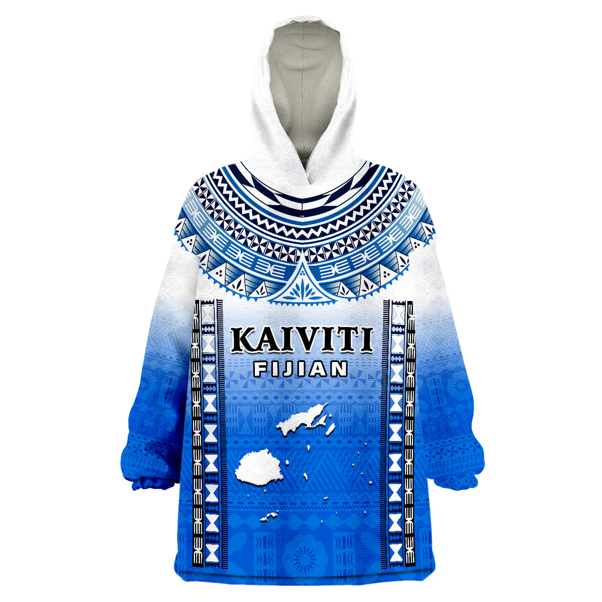 Personalised Fiji Kaiviti Fijian Special Tapa Pattern Wearable Blanket Hoodie LT14 Unisex One Size - Polynesian Pride