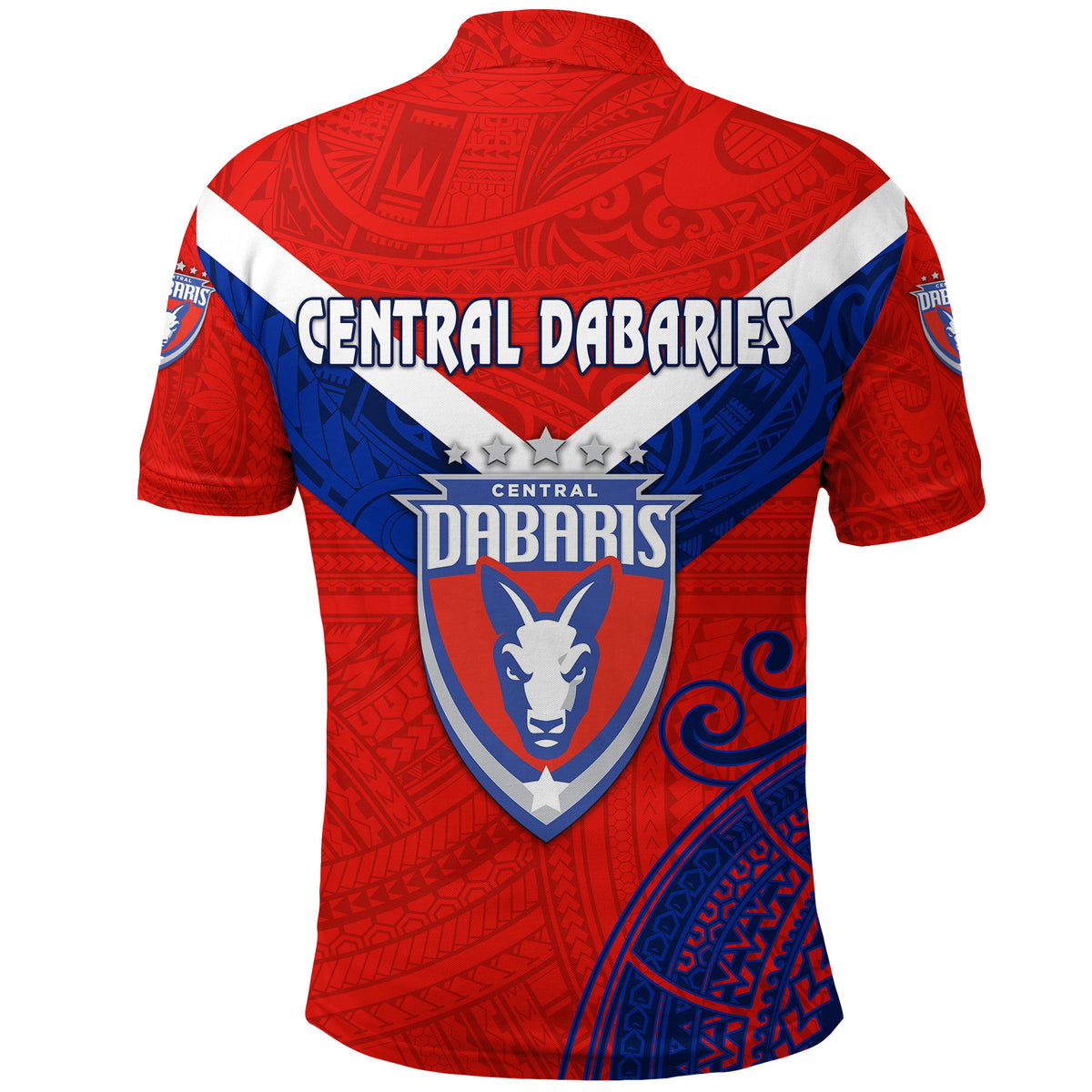 Papua New Guinea Central Dabaries Polo Shirt Rugby Red LT8 - Polynesian Pride