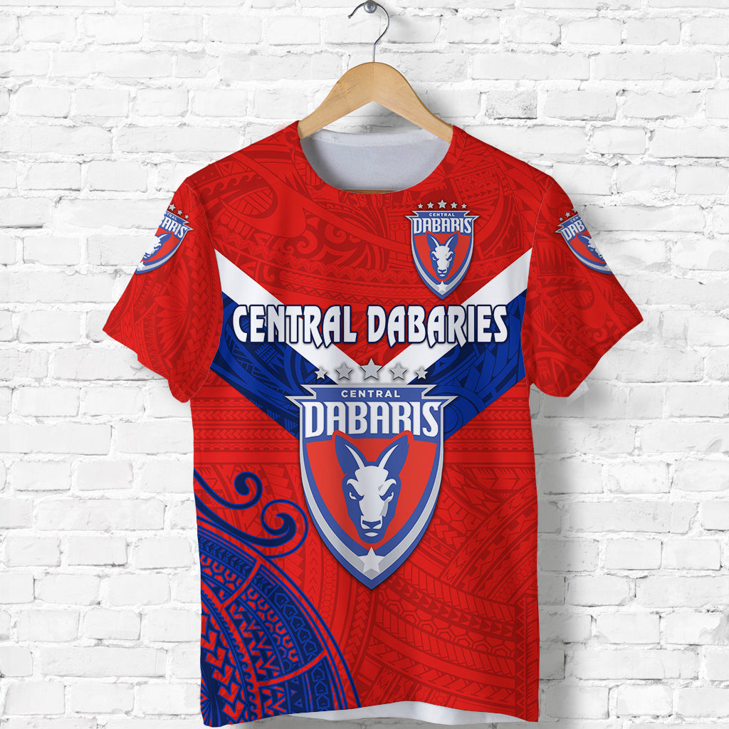 Papua New Guinea Central Dabaries T Shirt Rugby Red LT8 - Polynesian Pride