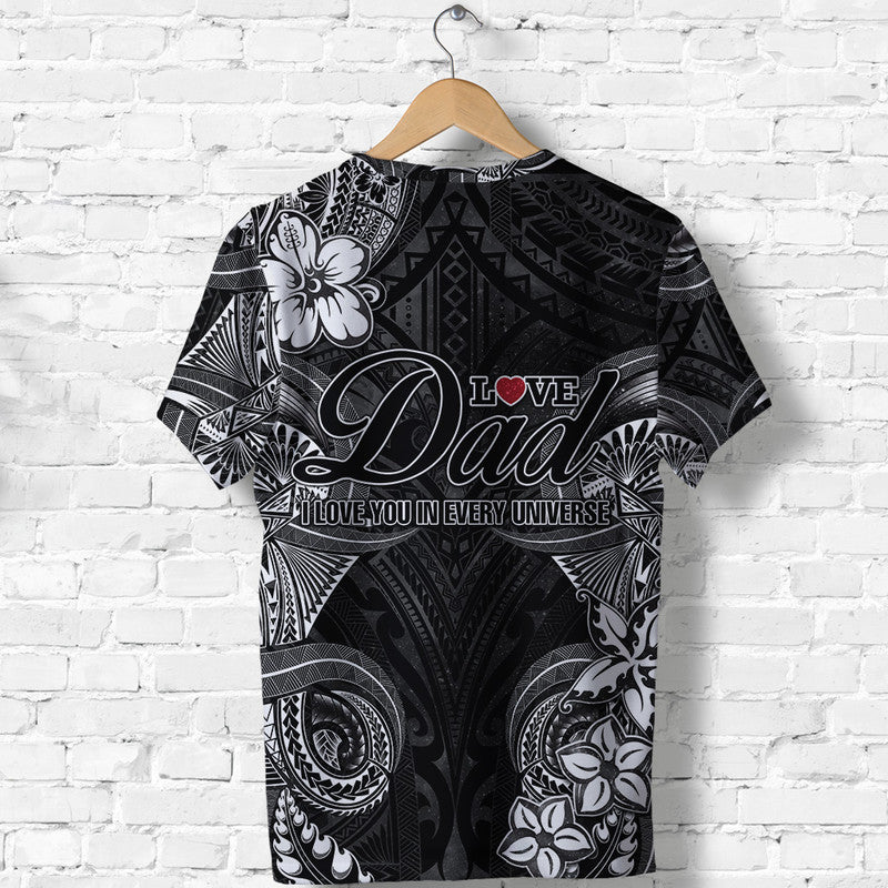 Custom Polynesian Fathers Day T Shirt I Love You In Every Universe Black LT8 - Polynesian Pride