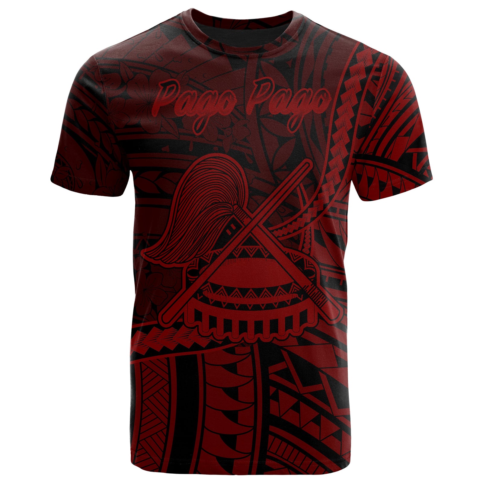 American Samoa T Shirt Pago Pago Polynesian Red Patterns Unisex Black - Polynesian Pride