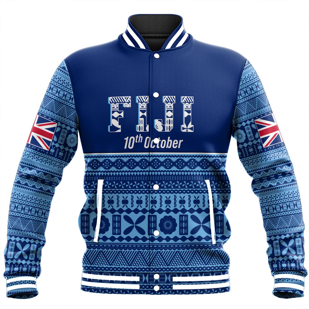 Fiji Independence Day Baseball Jacket LT10 Unisex Blue - Polynesian Pride