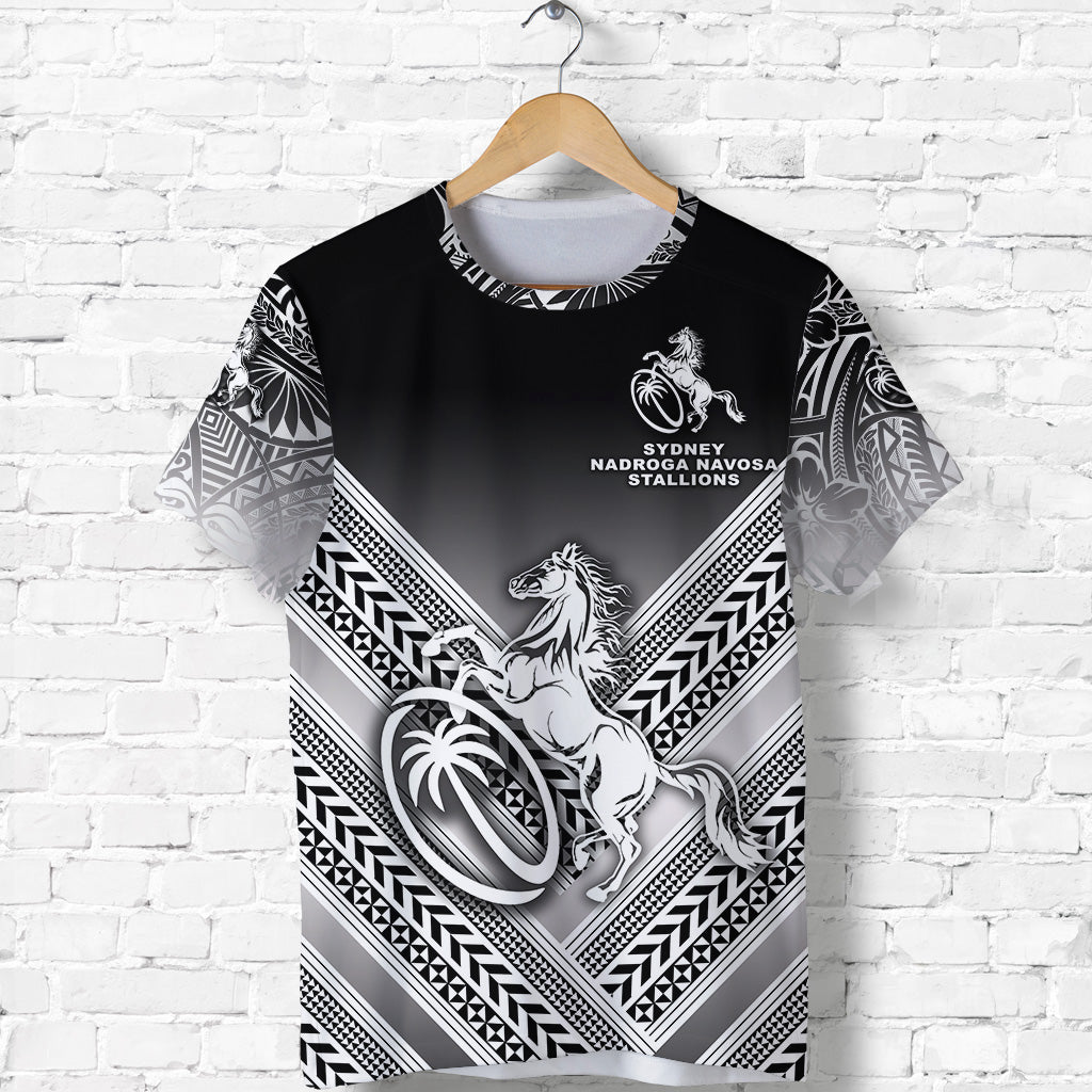 Fiji Rugby T Shirt Sydney Nadroga Navosa Stallions Creative Style Gradient Black LT8 - Polynesian Pride