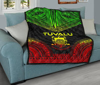 Tuvalu Premium Quilt - Tuvalu Coat Of Arms Polynesian Chief Reggae Version - Polynesian Pride