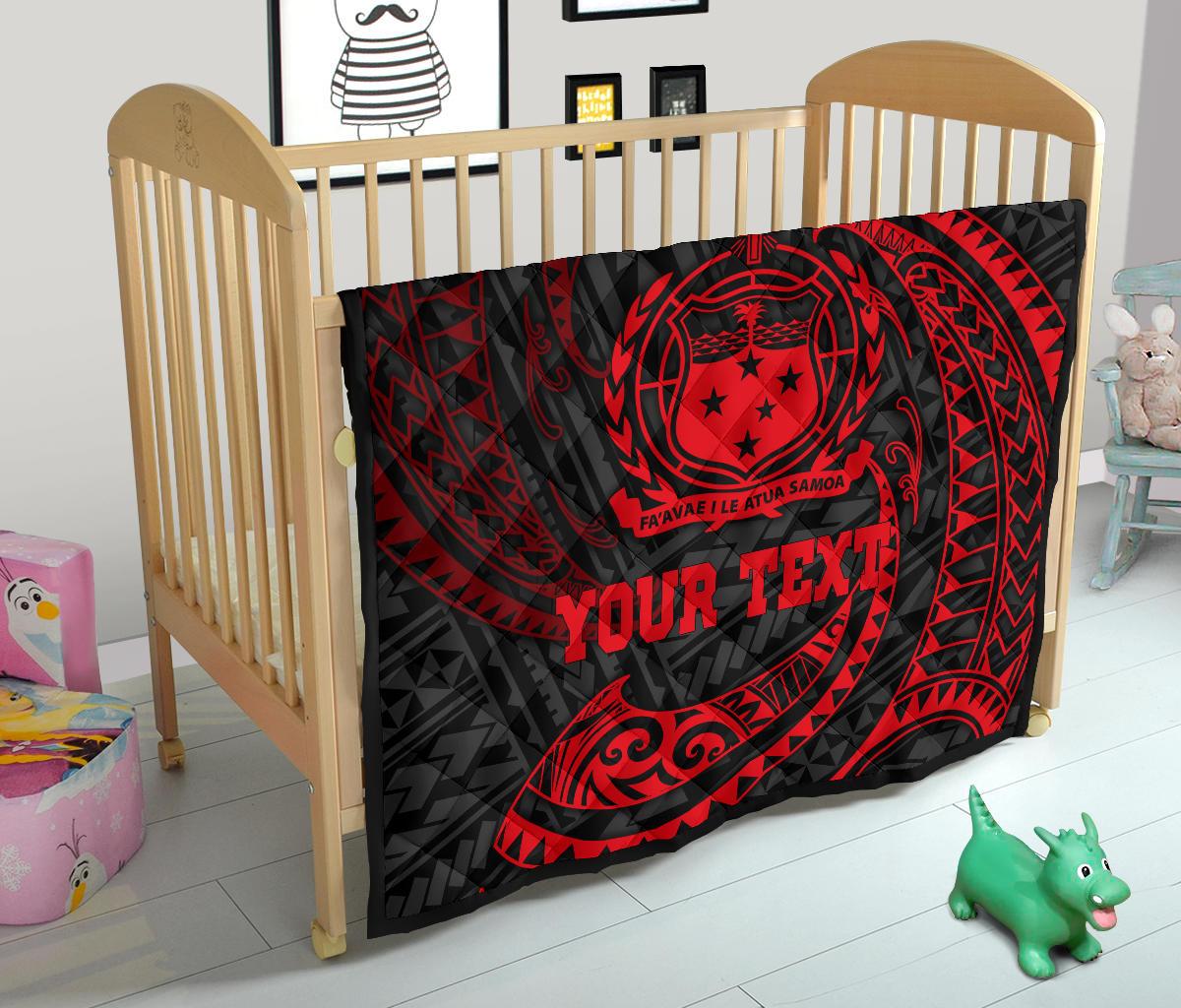 Samoa Polynesian Custom Personalised Premium Quilt - Red Tribal Wave - Polynesian Pride
