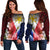 The Philippines Off Shoulder Sweater - Filipino Flag with Islander Patterns Black - Polynesian Pride