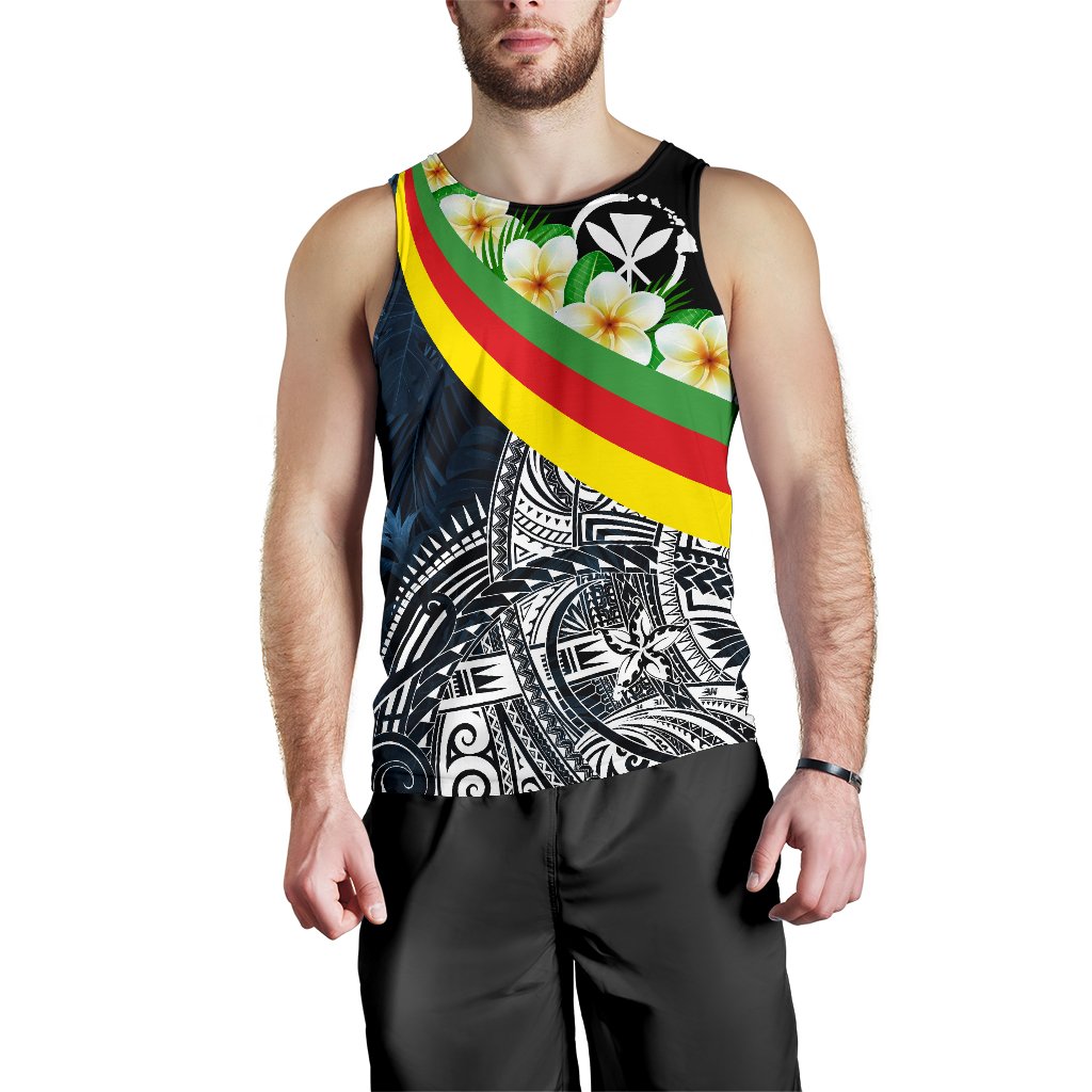 Polynesian Hawaii Men's Tank Top - Kanaka Maoli With Plumeria Style - Polynesian Pride
