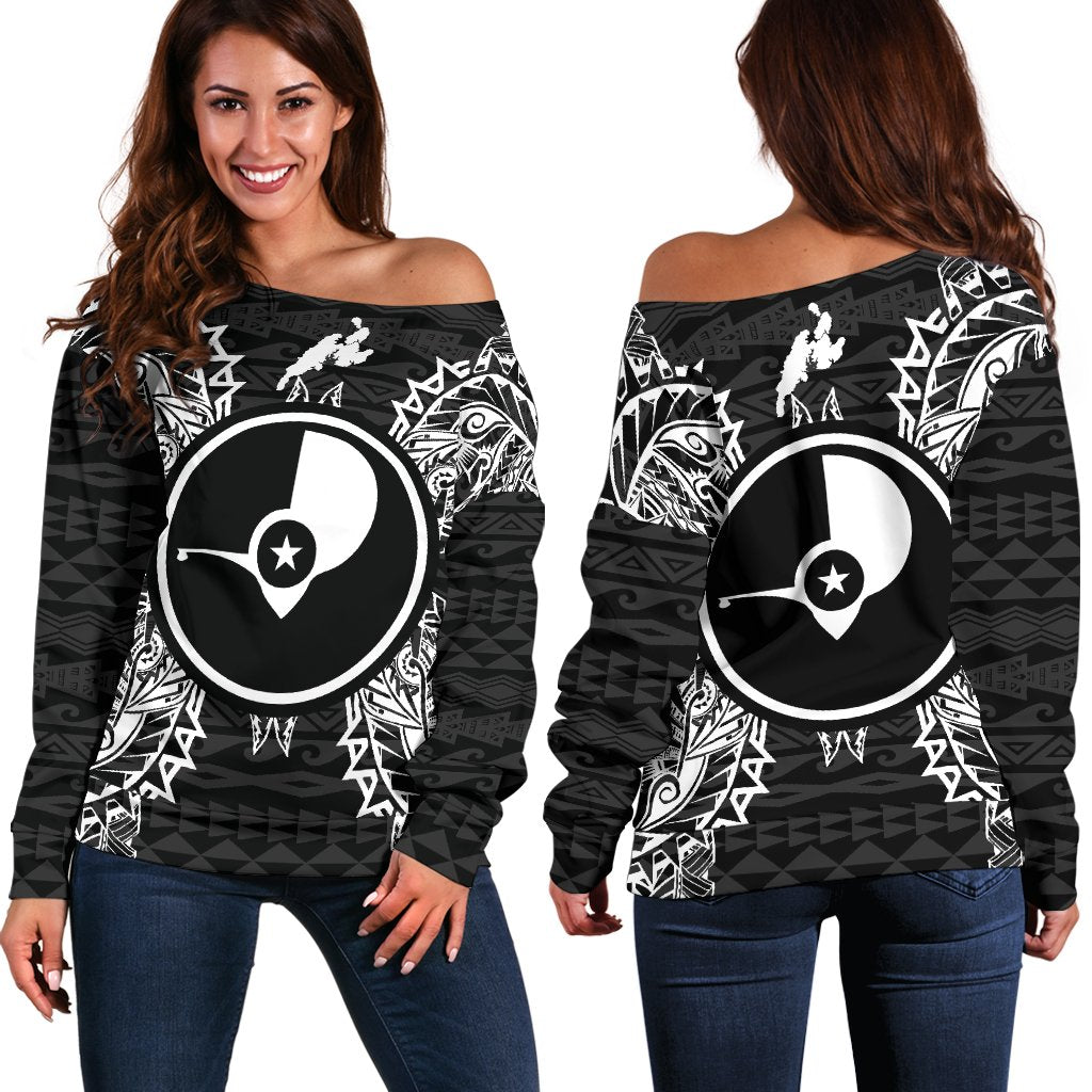 Yap Polynesian Shoulder Sweater Map Black Black - Polynesian Pride
