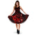 Polynesian Hawaii Women's Midi Dress - Humpback Whale with Hibiscus (Red) Women Red - Polynesian Pride
