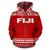 Fiji Tapa All Over Zip up Hoodie Red and White Version - Polynesian Pride