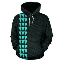 Polynesian Kakau Skull National Pearl Harbor Remembrance Day Hawaii Hoodie Turquoise - Polynesian Pride