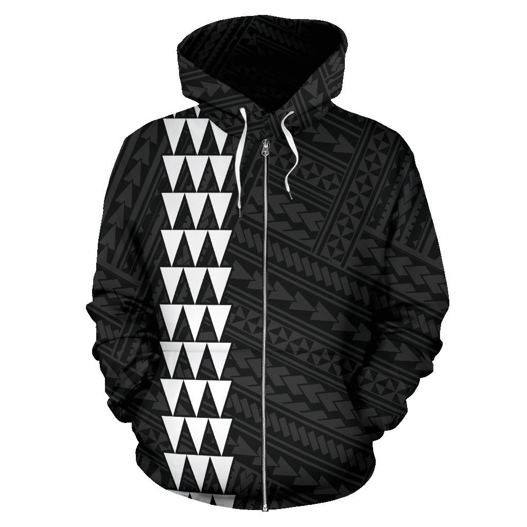 Polynesian Kakau Seal of Hawaii Custom Zip Hoodie White - Polynesian Pride
