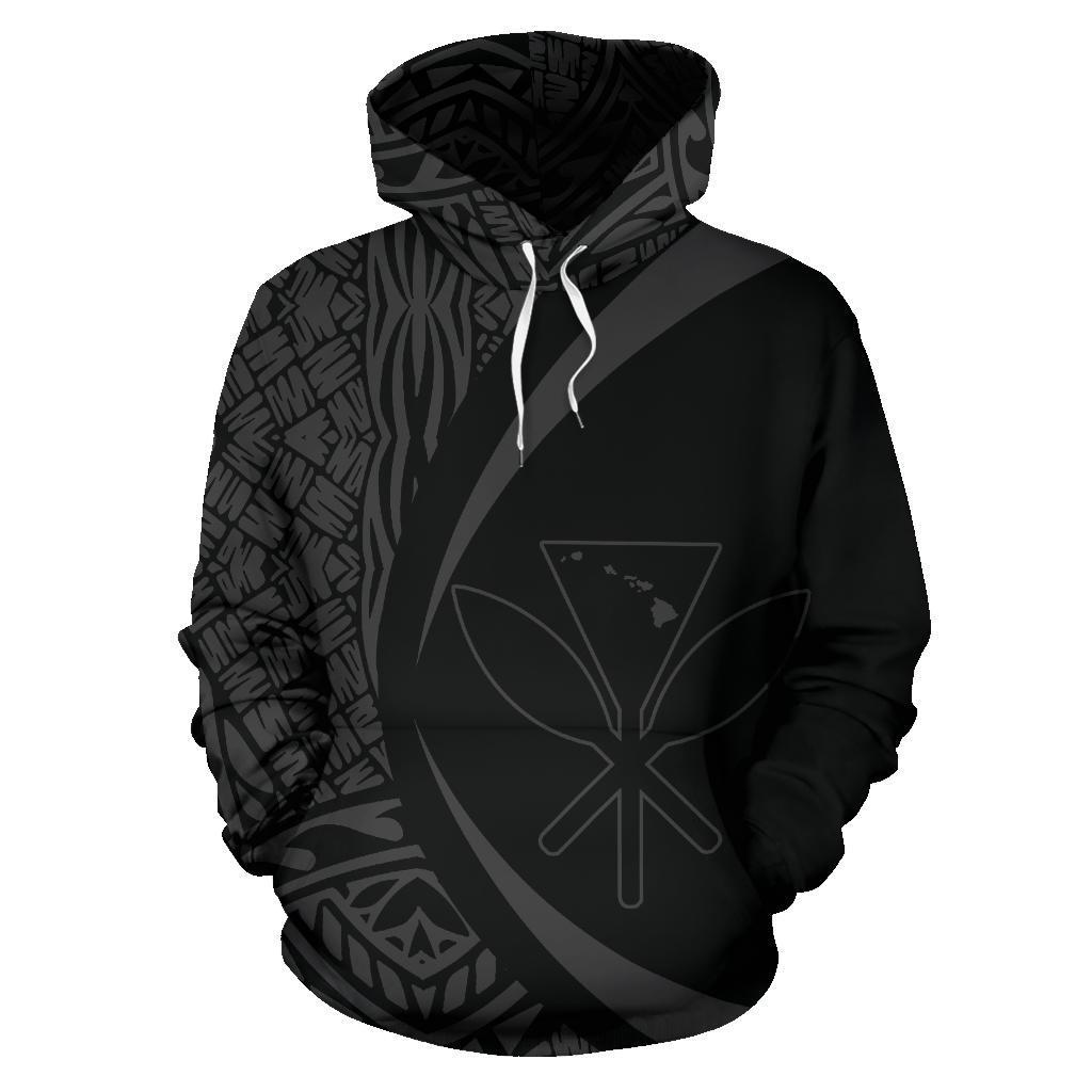 Polynesian Kanaka Maoli Map of Hawaii Hoodie Gray Circle Style - Polynesian Pride