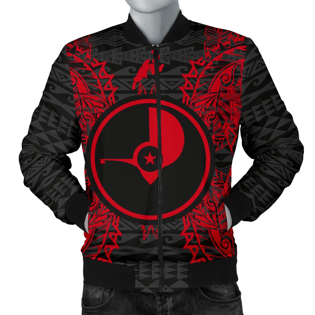 Yap Polynesian Men's Bomber Jacket Map Red Red - Polynesian Pride