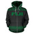Fiji Tapa All Over Zip up Hoodie Green and Black Version - Polynesian Pride