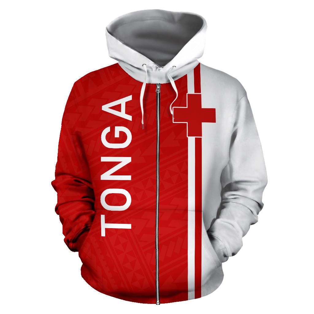 Tonga All Over Zip up Hoodie Polynesian Straight Version - Polynesian Pride