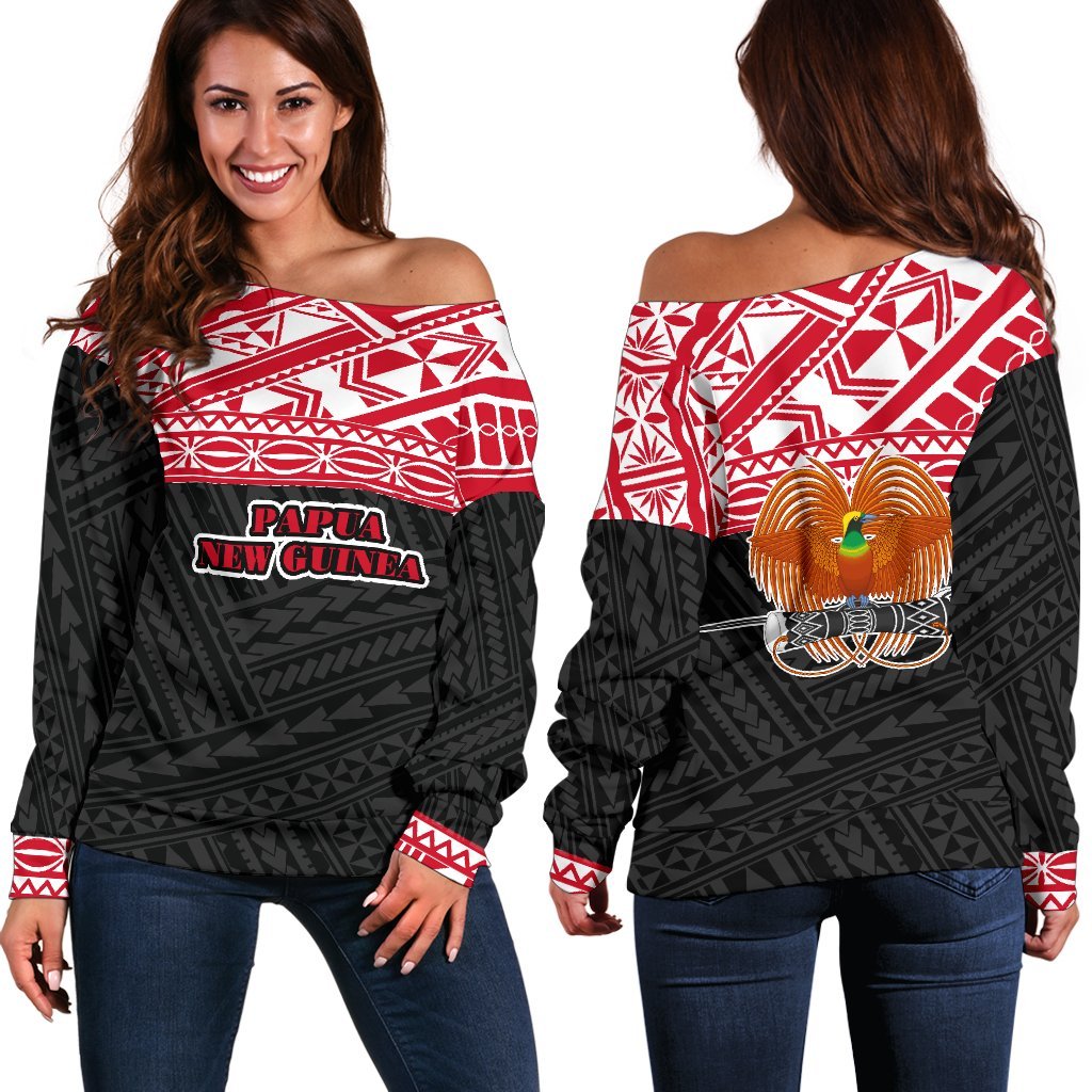Papua New Guinea Shoulder Sweater - Polynesian Style Red - Polynesian Pride