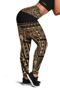 Hawaiian Polynesian Women's Leggings - Gold - Nalis Style - AH - Polynesian Pride