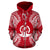 Vanuatu Polynesian All Over Zip up Hoodie Map Red White - Polynesian Pride