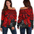 Tonga Polynesian Women's Off Shoulder Sweater - Red Turtle RED - Polynesian Pride