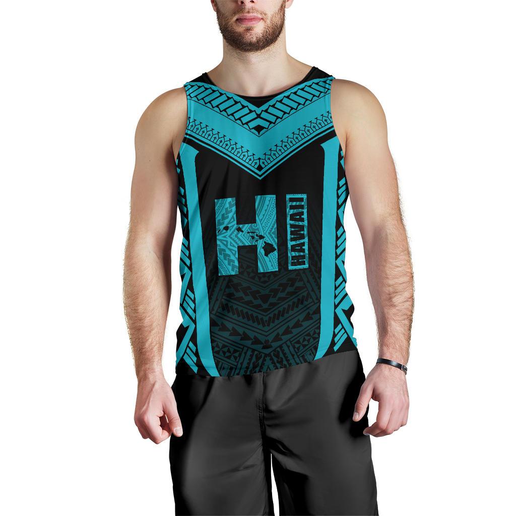 Hawaiian Kanaka Polynesian Men's Tank Top Active Blue - Polynesian Pride