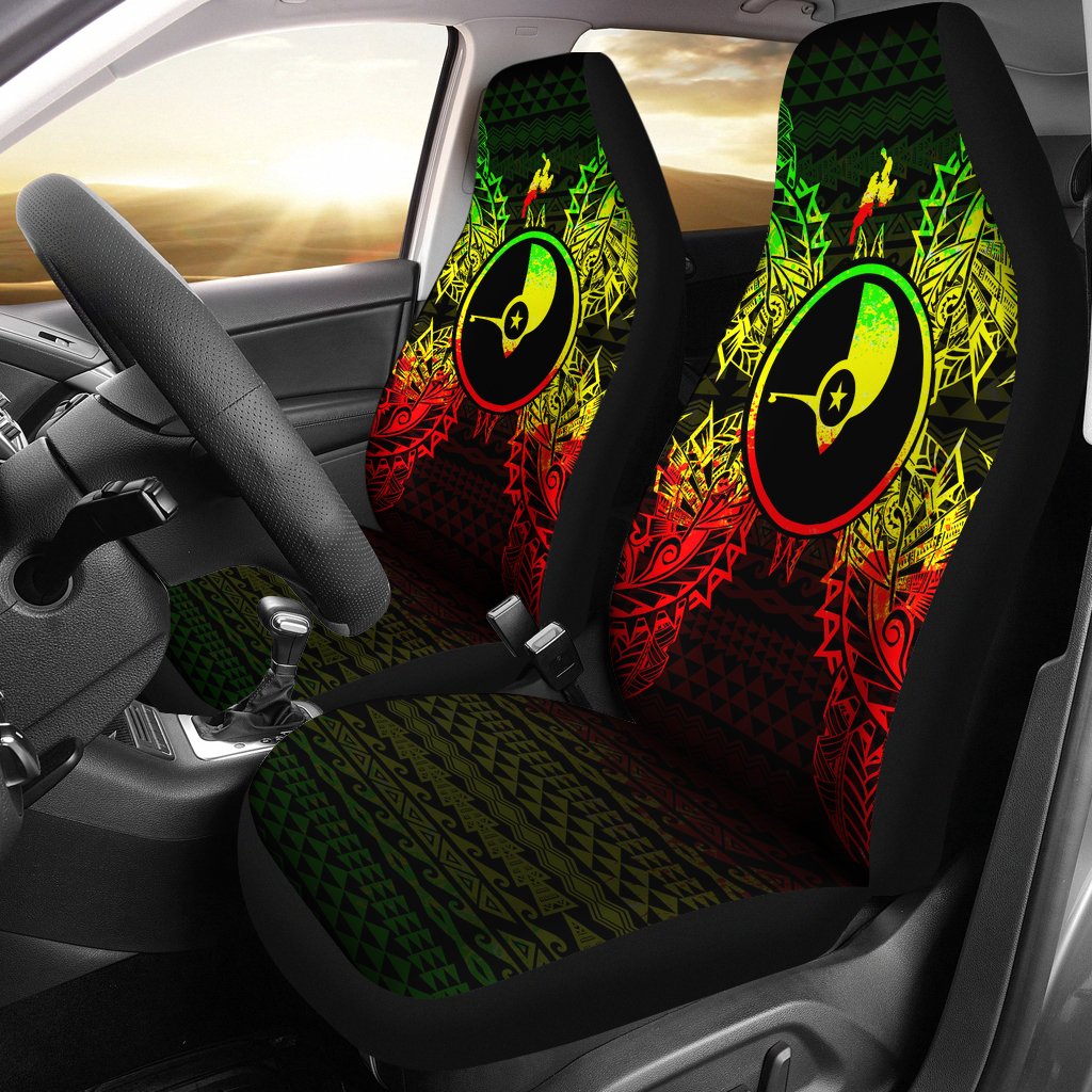 Yap Car Seat Cover - Yap Flag Map Reggae Universal Fit Reggae - Polynesian Pride