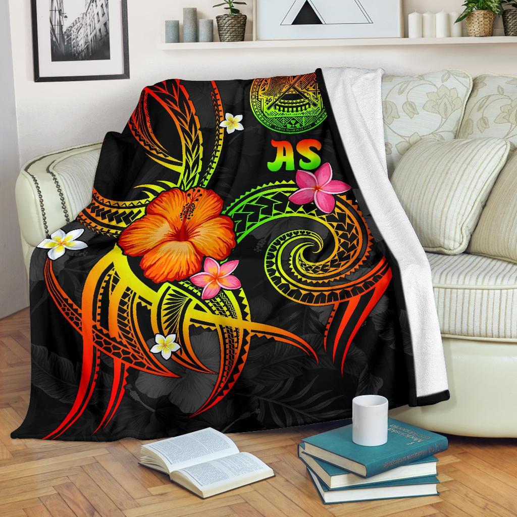 American Samoa Polynesian Premium Blanket - Legend of American Samoa (Reggae) White - Polynesian Pride