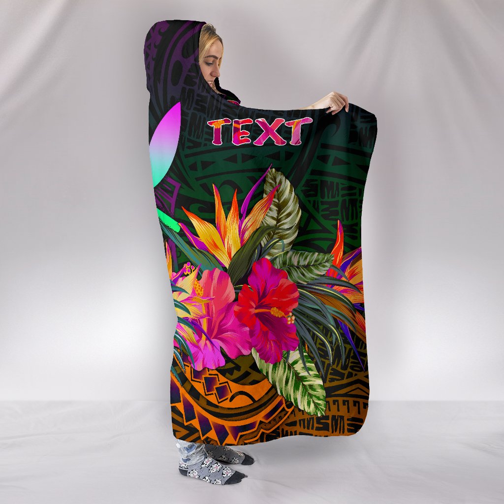 Polynesian Hawaii Personalised Kanaka Maoli Hooded Blanket - Summer Hibiscus - Polynesian Pride